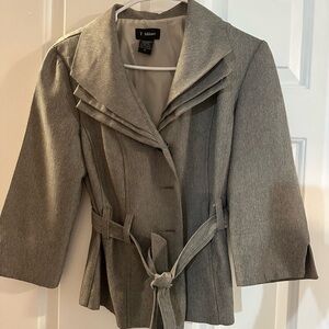 Milano Women's Gray Blazer with Belt. Includes matching skirt.